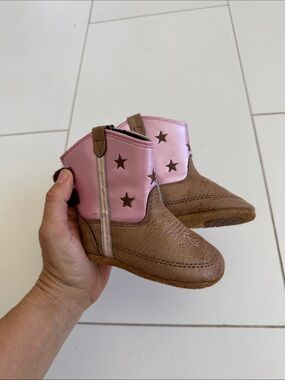 Boot barn baby Pink and Brown Western Booties - Stylish Toddler Shoes 4